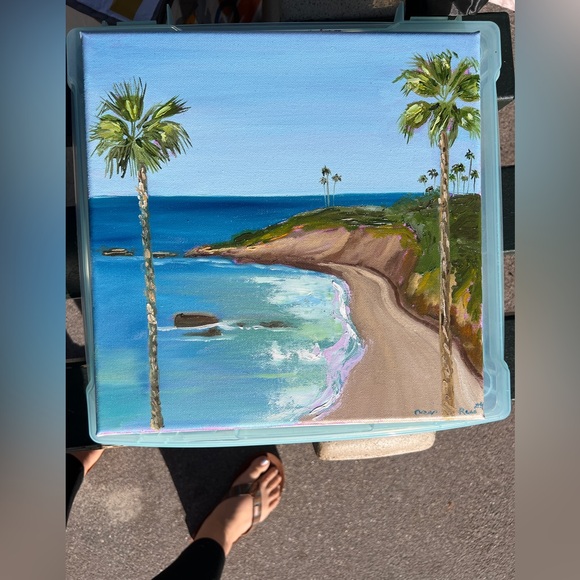 Laguna Beach Plein Air Oil Painting Original One Of A Kind 12 X 12 Inches - Picture 5 of 5